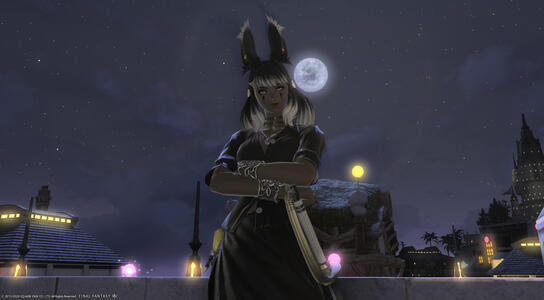 A cured Morn standing under the moonlight